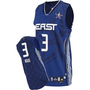 Maillot NBA Miami Heat #3 Dwyane Wade Bleu Adidas Authentic 2010 All Star - Homme