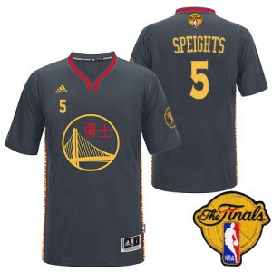Maillot Adidas Noir Slate Chinese New Year 2015 The Finals Patch Authentic Golden State Warriors - Marreese Speights #5 - Homme