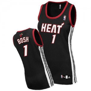 Maillot NBA Noir Chris Bosh #1 Miami Heat Road Authentic Femme Adidas