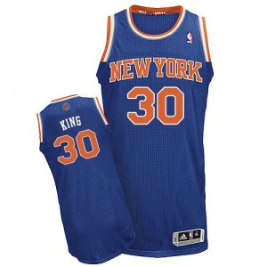 Maillot NBA Bleu royal Bernard King #30 New York Knicks Road Authentic Homme Adidas