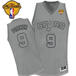 Maillot Authentic San Antonio Spurs NBA Big Color Fashion Finals Patch Gris - #9 Tony Parker - Homme