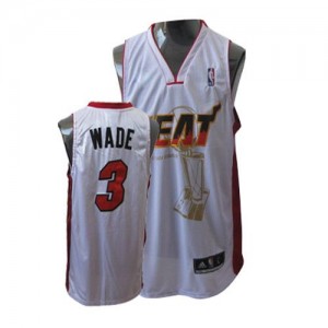 Miami Heat #3 Adidas Championship Blanc Authentic Maillot d'équipe de NBA en ligne - Dwyane Wade pour Homme