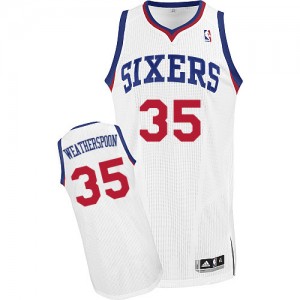 Philadelphia 76ers #35 Adidas Home Blanc Authentic Maillot d'équipe de NBA préférentiel - Clarence Weatherspoon pour Homme