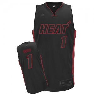 Maillot NBA Miami Heat #1 Chris Bosh Noir noir / Rouge Adidas Swingman - Homme