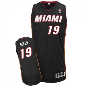 Maillot NBA Miami Heat #19 Gerald Green Noir Adidas Authentic Road - Homme