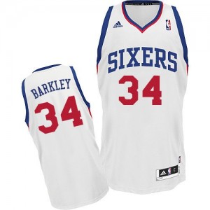 Philadelphia 76ers #34 Adidas Home Blanc Swingman Maillot d'équipe de NBA pour pas cher - Charles Barkley pour Homme