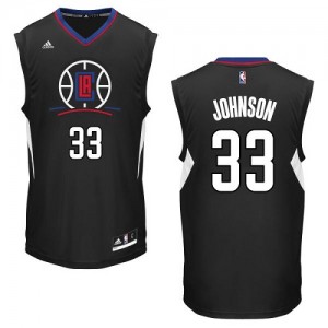 Maillot NBA Los Angeles Clippers #33 Wesley Johnson Noir Adidas Authentic Alternate - Homme
