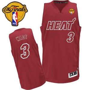 Maillot Authentic Miami Heat NBA Big Color Fashion Finals Patch Rouge - #3 Dwyane Wade - Homme