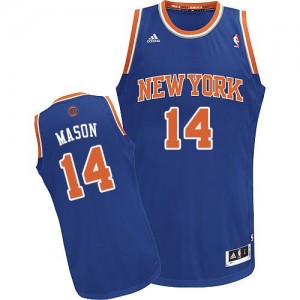 Maillot NBA New York Knicks #14 Anthony Mason Bleu royal Adidas Swingman Road - Homme