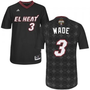 Miami Heat #3 Adidas New Latin Nights Noir Swingman Maillot d'équipe de NBA Peu co?teux - Dwyane Wade pour Homme