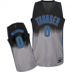 Maillot NBA Oklahoma City Thunder #0 Russell Westbrook Gris noir Adidas Authentic Fadeaway Fashion - Homme