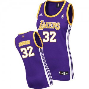 Maillot NBA Authentic Magic Johnson #32 Los Angeles Lakers Road Violet - Femme