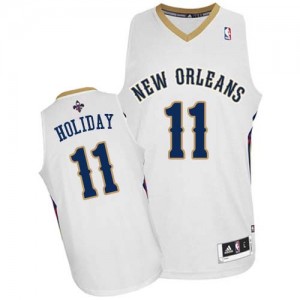 Maillot NBA New Orleans Pelicans #11 Jrue Holiday Blanc Adidas Authentic Home - Homme