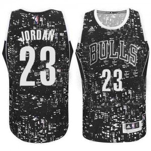 Maillot Authentic Chicago Bulls NBA City Light Noir - #23 Michael Jordan - Homme