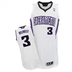 Sacramento Kings #3 Adidas Home Blanc Authentic Maillot d'équipe de NBA Remise - Marco Belinelli pour Homme