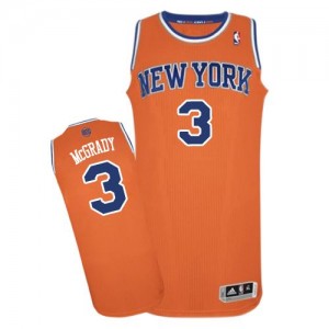 Maillot NBA New York Knicks #3 Tracy McGrady Orange Adidas Authentic Alternate - Homme