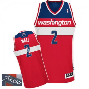 Maillot NBA Washington Wizards #2 John Wall Rouge Adidas Authentic Road Autographed - Homme