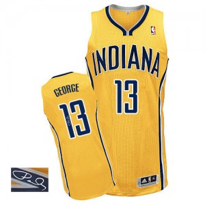 Maillot NBA Authentic Paul George #13 Indiana Pacers Alternate Autographed Or - Homme