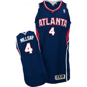 Atlanta Hawks #4 Adidas Road Bleu marin Authentic Maillot d'équipe de NBA Braderie - Paul Millsap pour Homme