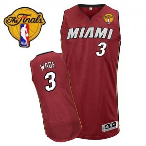 Maillot Authentic Miami Heat NBA Alternate Finals Patch Rouge - #3 Dwyane Wade - Homme