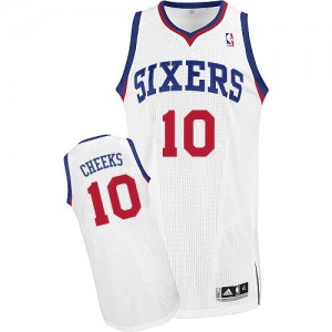 Maillot Adidas Blanc Home Authentic Philadelphia 76ers - Maurice Cheeks #10 - Homme