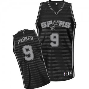 San Antonio Spurs #9 Adidas Groove Gris noir Swingman Maillot d'équipe de NBA Promotions - Tony Parker pour Femme