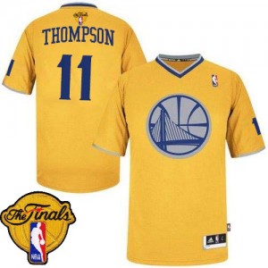 Maillot Authentic Golden State Warriors NBA 2013 Christmas Day 2015 The Finals Patch Or - #11 Klay Thompson - Homme