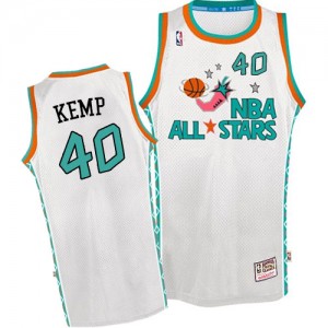 Maillot NBA Oklahoma City Thunder #40 Shawn Kemp Blanc Mitchell and Ness Authentic Throwback 1996 All Star - Homme