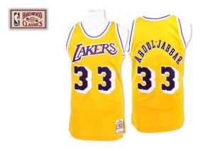 Los Angeles Lakers #33 Mitchell and Ness Throwback Or Authentic Maillot d'équipe de NBA Vente - Kareem Abdul-Jabbar pour Homme