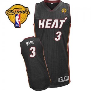 Maillot Authentic Miami Heat NBA Road Finals Patch Noir - #3 Dwyane Wade - Homme