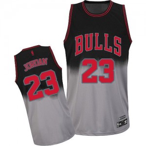 Chicago Bulls Michael Jordan #23 Fadeaway Fashion Authentic Maillot d'équipe de NBA - Gris noir pour Homme
