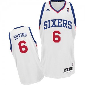 Maillot NBA Blanc Julius Erving #6 Philadelphia 76ers Home Swingman Homme Adidas