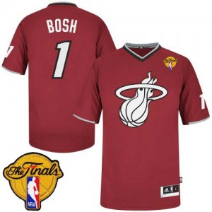Maillot NBA Rouge Chris Bosh #1 Miami Heat 2013 Christmas Day Finals Patch Authentic Homme Adidas