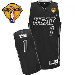Maillot NBA Authentic Chris Bosh #1 Miami Heat Shadow Finals Patch Noir - Homme