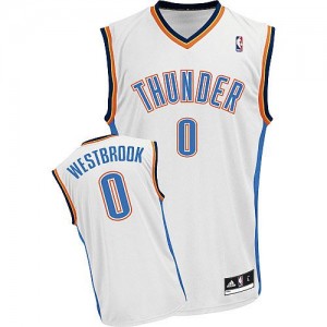 Maillot NBA Blanc Russell Westbrook #0 Oklahoma City Thunder Home Authentic Homme Adidas