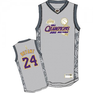 Maillot NBA Gris Kobe Bryant #24 Los Angeles Lakers 2010 Finals Champions Authentic Homme Adidas