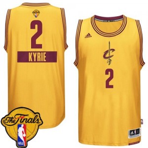 Maillot Adidas Or 2014-15 Christmas Day 2015 The Finals Patch Authentic Cleveland Cavaliers - Kyrie Irving #2 - Homme