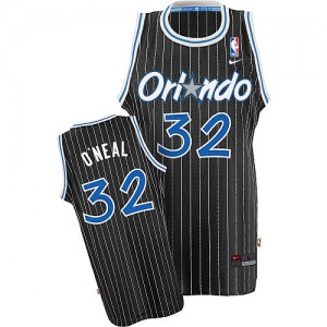Maillot NBA Orlando Magic #32 Shaquille O'Neal Noir Nike Authentic Throwback - Homme