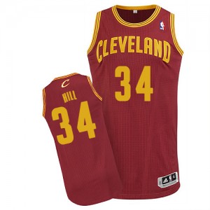 Maillot NBA Cleveland Cavaliers #34 Tyrone Hill Vin Rouge Adidas Authentic Road - Homme