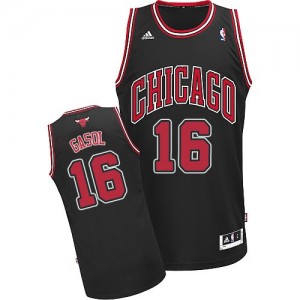 Chicago Bulls #16 Adidas Alternate Noir Swingman Maillot d'équipe de NBA Vente pas cher - Pau Gasol pour Homme