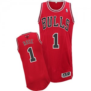 Maillot NBA Chicago Bulls #1 Derrick Rose Rouge Adidas Authentic Road - Homme