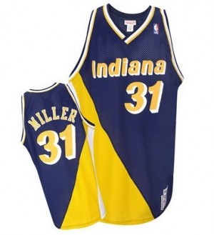 Maillot NBA Indiana Pacers #31 Reggie Miller Marine / Or Mitchell and Ness Authentic Throwback - Homme