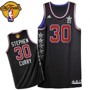 Maillot Adidas Noir 2015 All Star 2015 The Finals Patch Swingman Golden State Warriors - Stephen Curry #30 - Homme