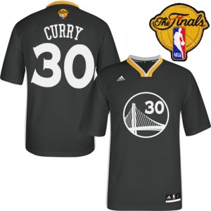 Maillot NBA Golden State Warriors #30 Stephen Curry Noir Adidas Swingman Alternate 2015 The Finals Patch - Femme