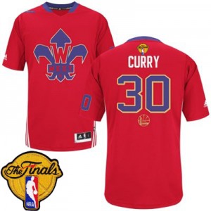 Maillot NBA Rouge Stephen Curry #30 Golden State Warriors 2014 All Star 2015 The Finals Patch Authentic Homme Adidas