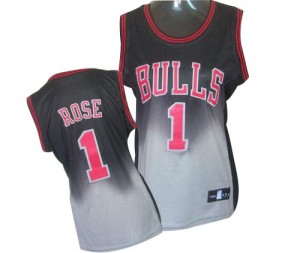 Maillot Authentic Chicago Bulls NBA Fadeaway Fashion Gris noir - #1 Derrick Rose - Femme