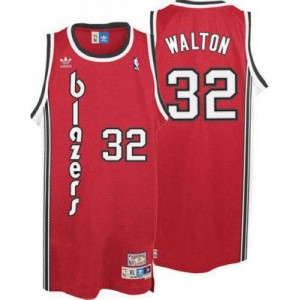 Maillot NBA Portland Trail Blazers #32 Bill Walton Rouge Adidas Authentic Throwback - Homme