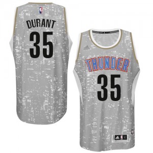 Maillot NBA Oklahoma City Thunder #35 Kevin Durant Gris Adidas Authentic City Light - Homme