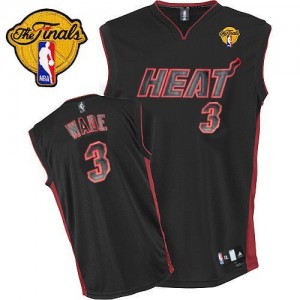 Maillot NBA Noir noir / Rouge Dwyane Wade #3 Miami Heat Finals Patch Authentic Homme Adidas