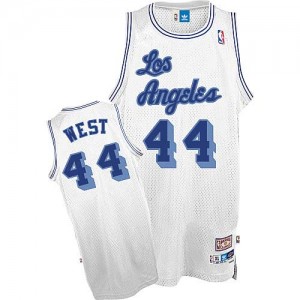 Maillot NBA Los Angeles Lakers #44 Jerry West Blanc Mitchell and Ness Authentic Throwback - Homme